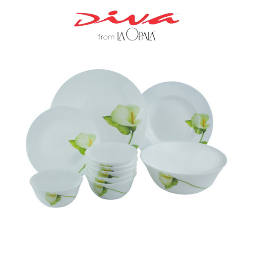 Bộ chén đĩa thủy tinh Diva Ivory I.B 10 món , bộ quà tặng tân gia, quà Tết