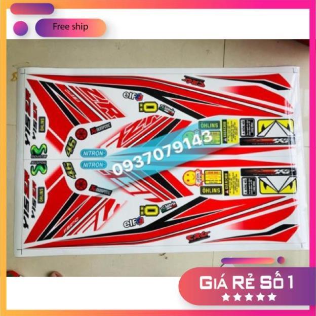 Tem rời exciter 150 dán xe trắng tem 3 lớp ko bay màu bảo hành màu sắc vĩnh viễn