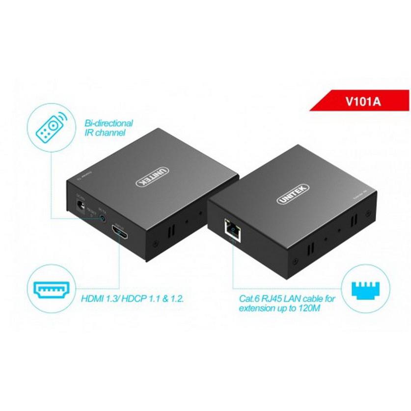 Bộ kéo dài HDMI to Lan 150m  Unitek V101A - HÀNG CHÍNH HÃNG