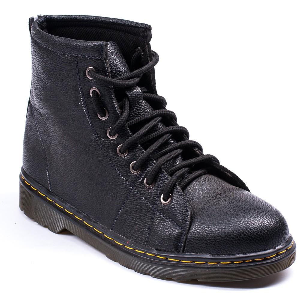 Giày Boot Nam Cao Cổ Màu Đen Đế Khâu Cực Chắc Chắn Và Phong Cách - M89- Kèm Vòng Gỗ Bách XAnh