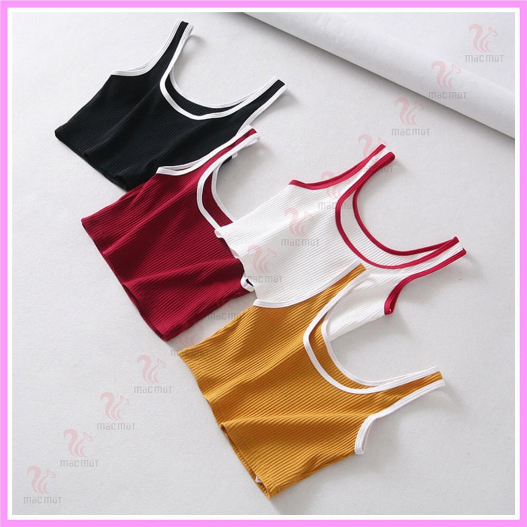 DB090 - Áo ba lỗ croptop thun bo gân rất đáng yêu, phù hợp làm đồ mặc nhà, đồ đi chơi dạo phố, đồ ngủ dễ thương. Macmot