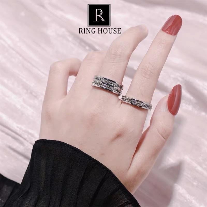 Nhẫn Titan Cho Cặp Đôi Nam Nữ Không Đen Rỉ Gỉ Đính Đá Zircon Thời Trang CK Carti Sáng Đẹp Ring House