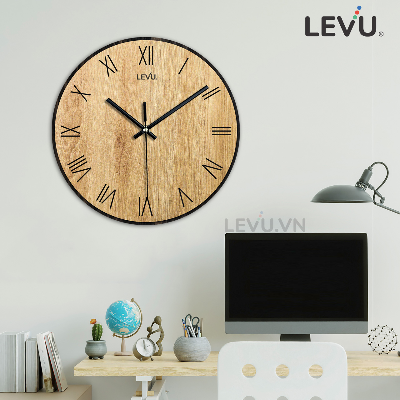 Đồng Hồ Treo Tường sang trọng LEVU DH17 số La Mã độc đáo