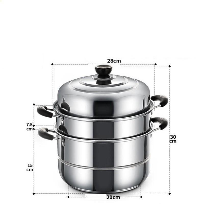 Nồi Hấp Inox 3 Tầng 28cm - Nồi Hấp Cao Cấp - Nồi Hấp Inox 3 Tầng