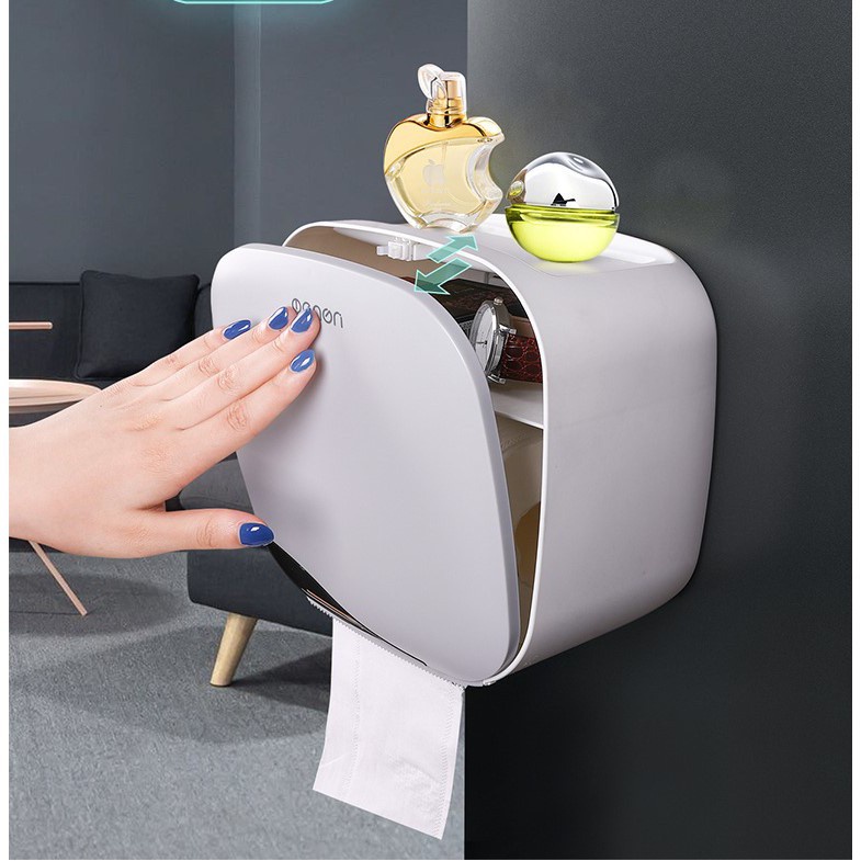 Hộp Đựng Giấy Vệ Sinh Trong Nhà Tắm Lắp Đặt Dán Tường Tặng Kèm Miếng Dán Siêu Chắc