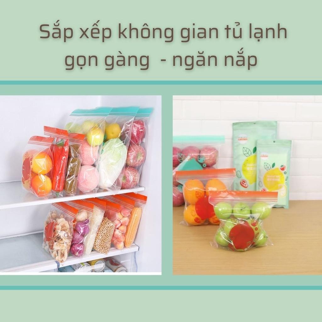 Túi Zip Đựng Thực Phẩm An Toàn Hai Khóa Kéo Chống Rỉ Nước, Túi Zip Dai Dày Dặn Size M(20 túi) L(15 túi) 0303