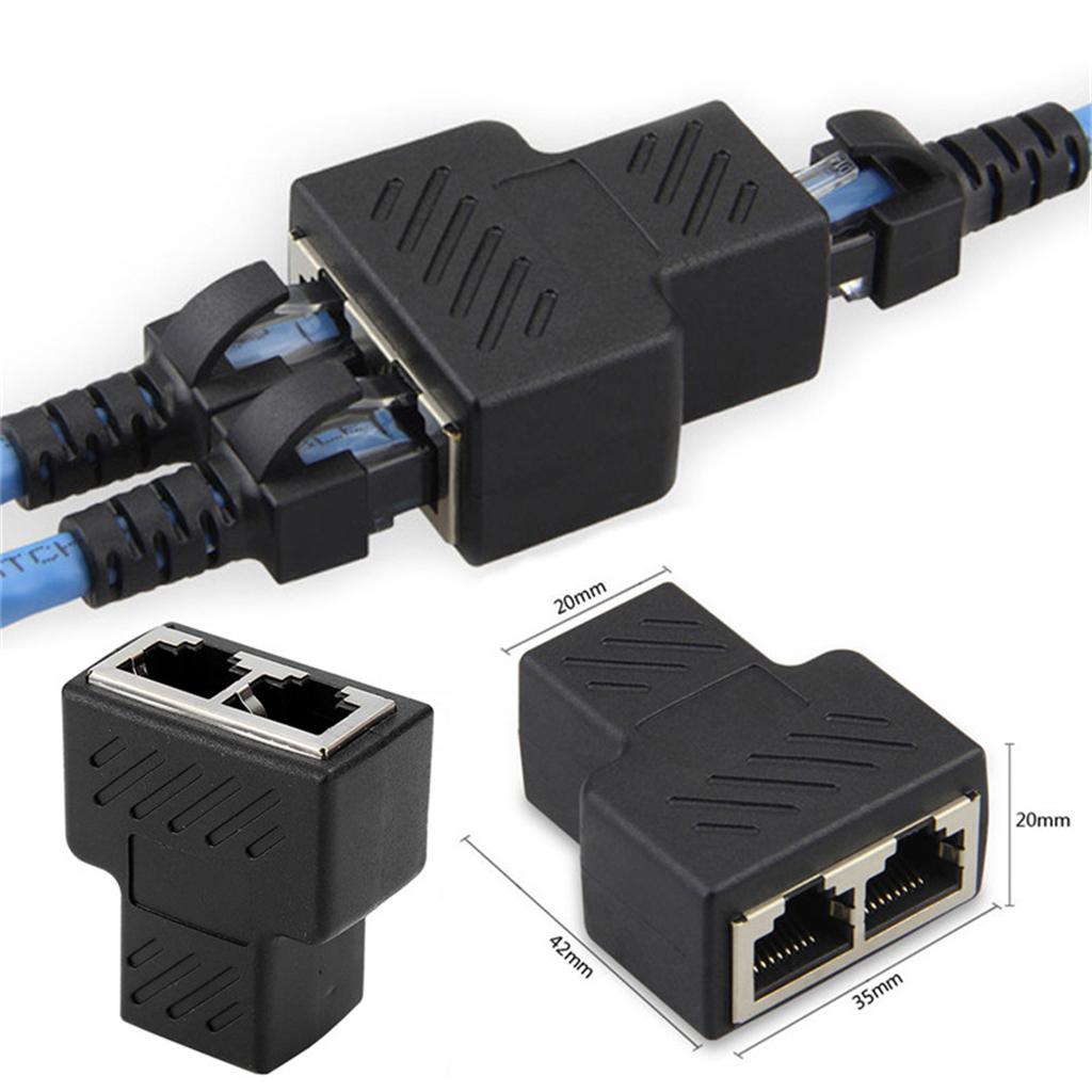 Splitter Adapter 1 to 2 Ethernet Converter with Two Sockets, CAT 5 / CAT 6 Ethernet Converter