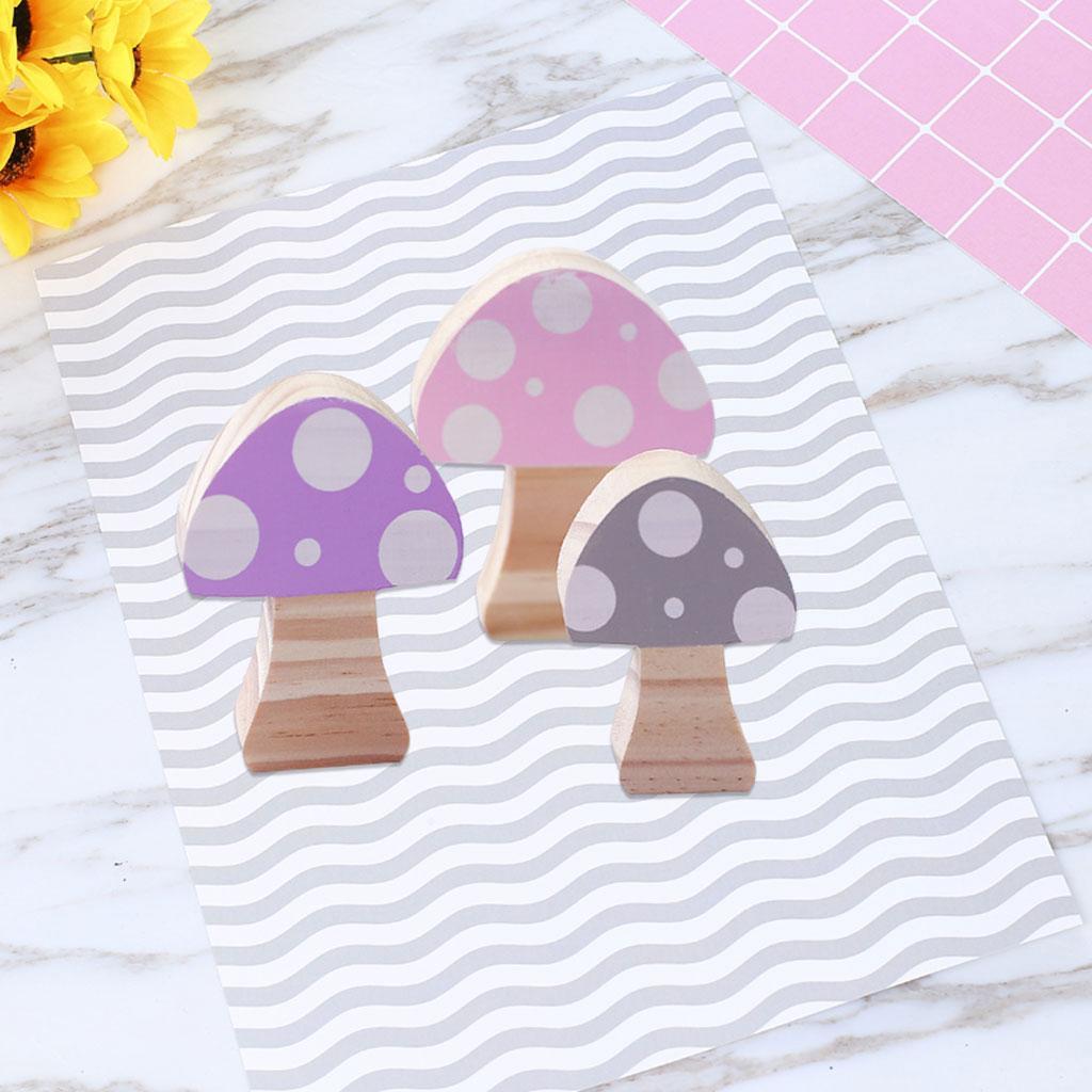 Mushroom Building Blocks Ornaments Toy Room Decor Wooden for Photo Props Pink