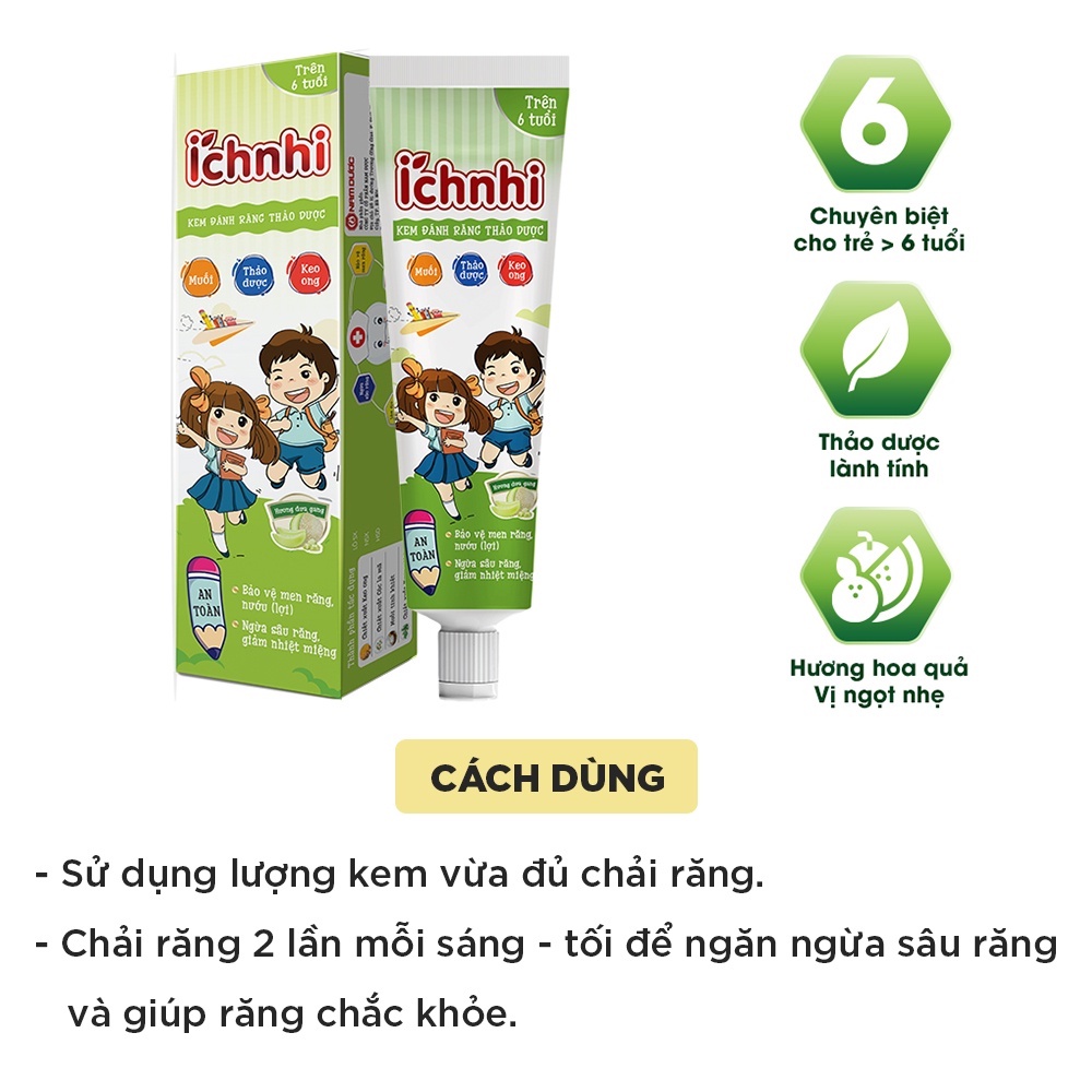 Kem đánh răng thảo dược Ích Nhi hương dưa gang 50g