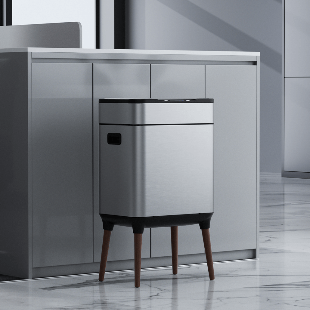 Thùng rác cảm ứng ELPHECO nắp inox 20 L có thùng rác rời bên trong, có chân &amp; khử mùi ozone Hàng chính hãng
