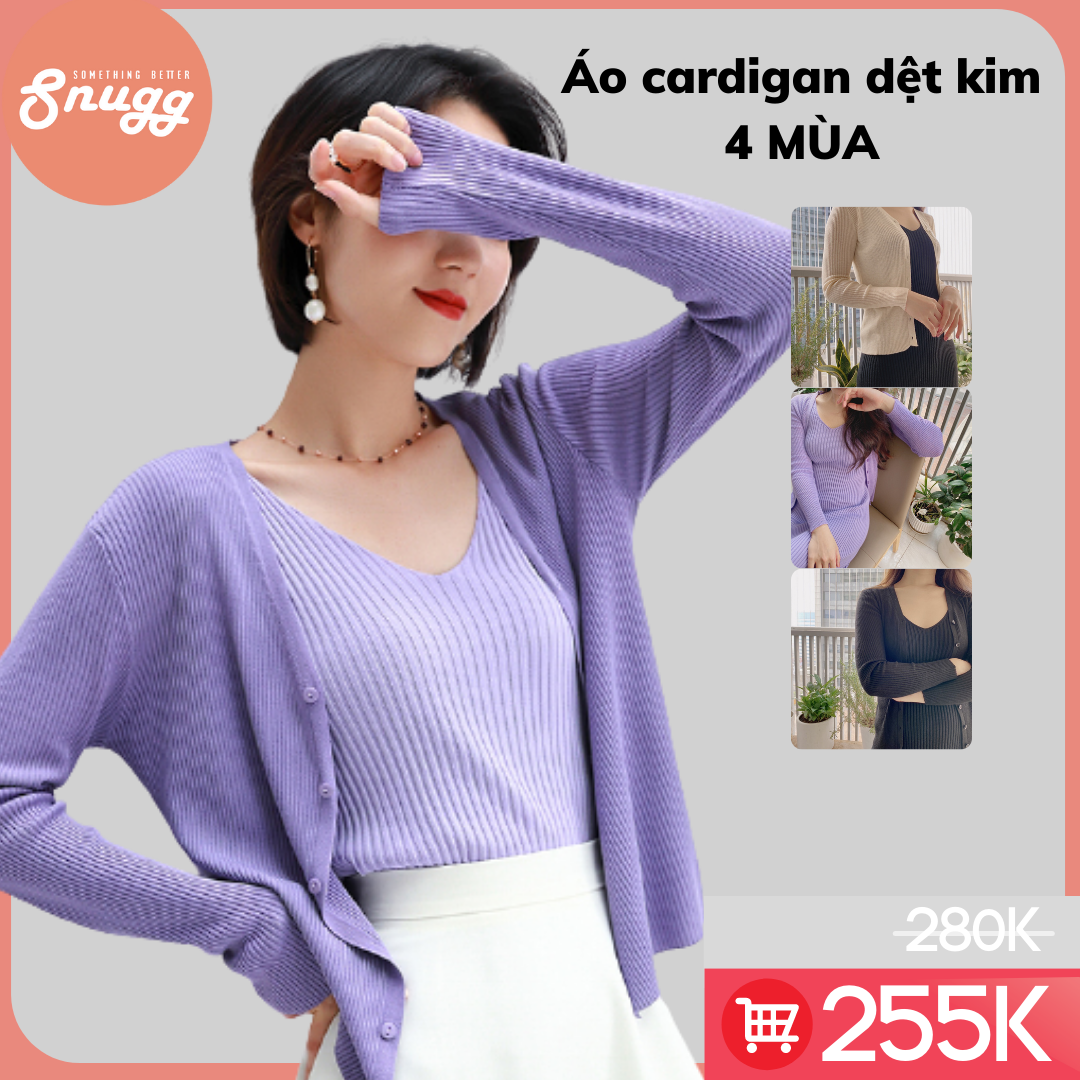 Áo cardigan sơ mi dệt kim 4 mùa -150gr- Snugg