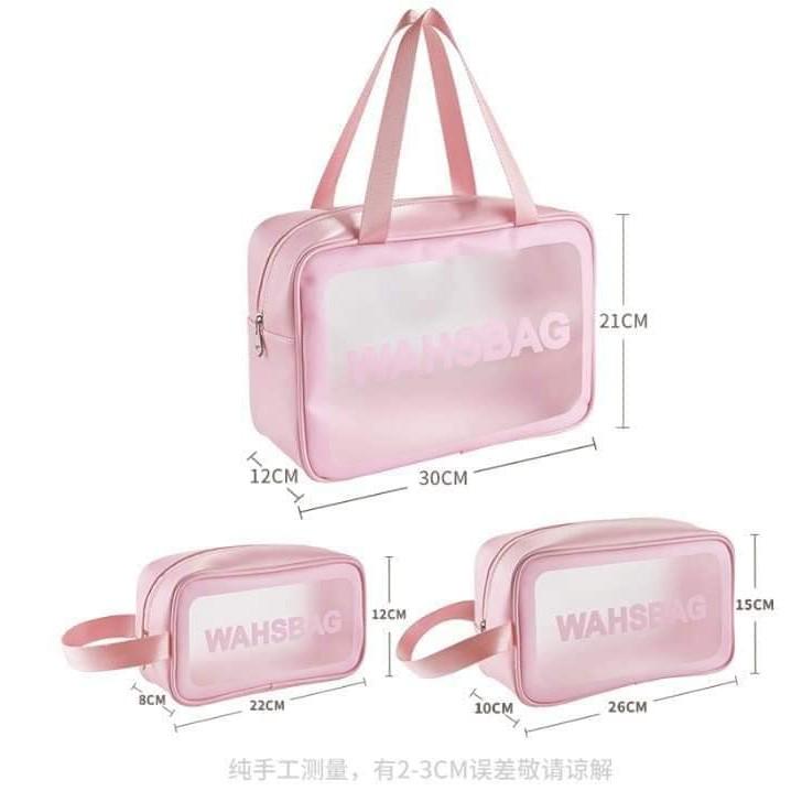 Hình ảnh Sét 3 túi đựng mỹ phẩm trong suốt mẫu mới, sét 3 túi mỹ phẩm washbag