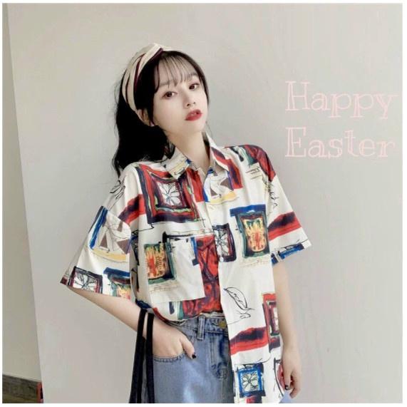 Áo form rộng tay lỡ cổ bẻ, dáng ulzzang mặc cặp, nhóm, chất liệu Đũi trơn mềm mát, áo sơ mi unisex, in 3D nhiều màu