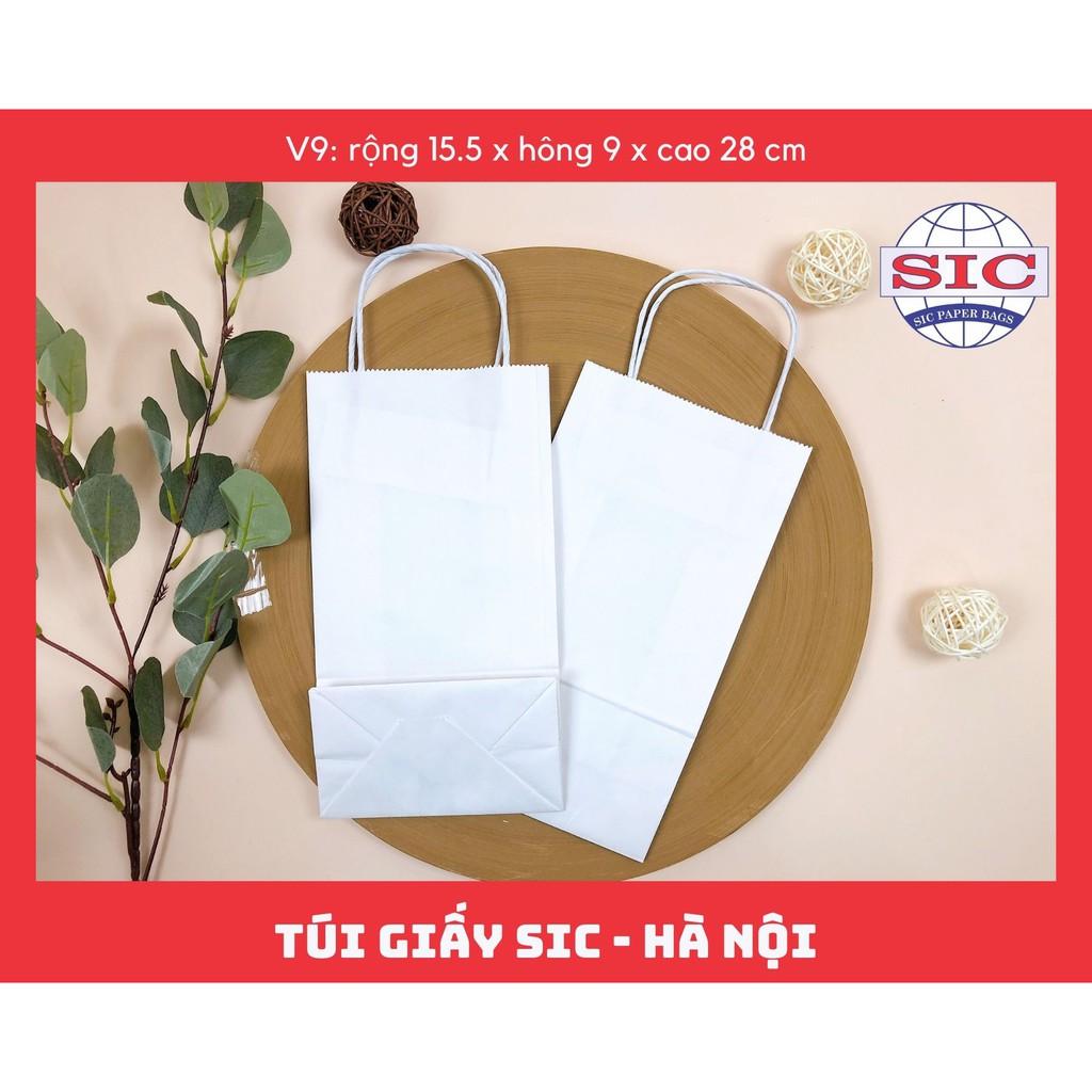 100 CHIẾC TÚI GIẤY KRAFT V9: 15.5x9x28 CÓ QUAI