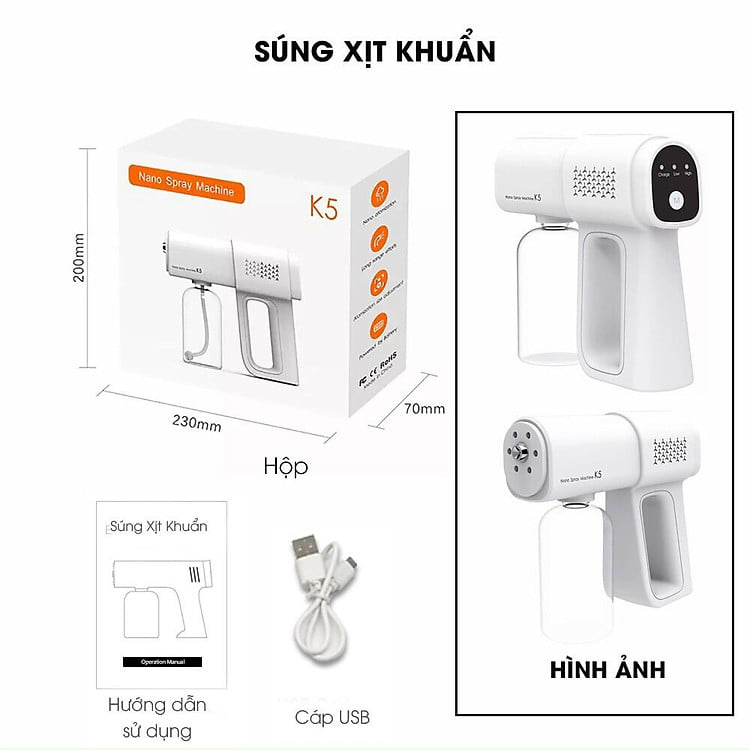 Súng xịt khử khuẩn nano cầm tay K5