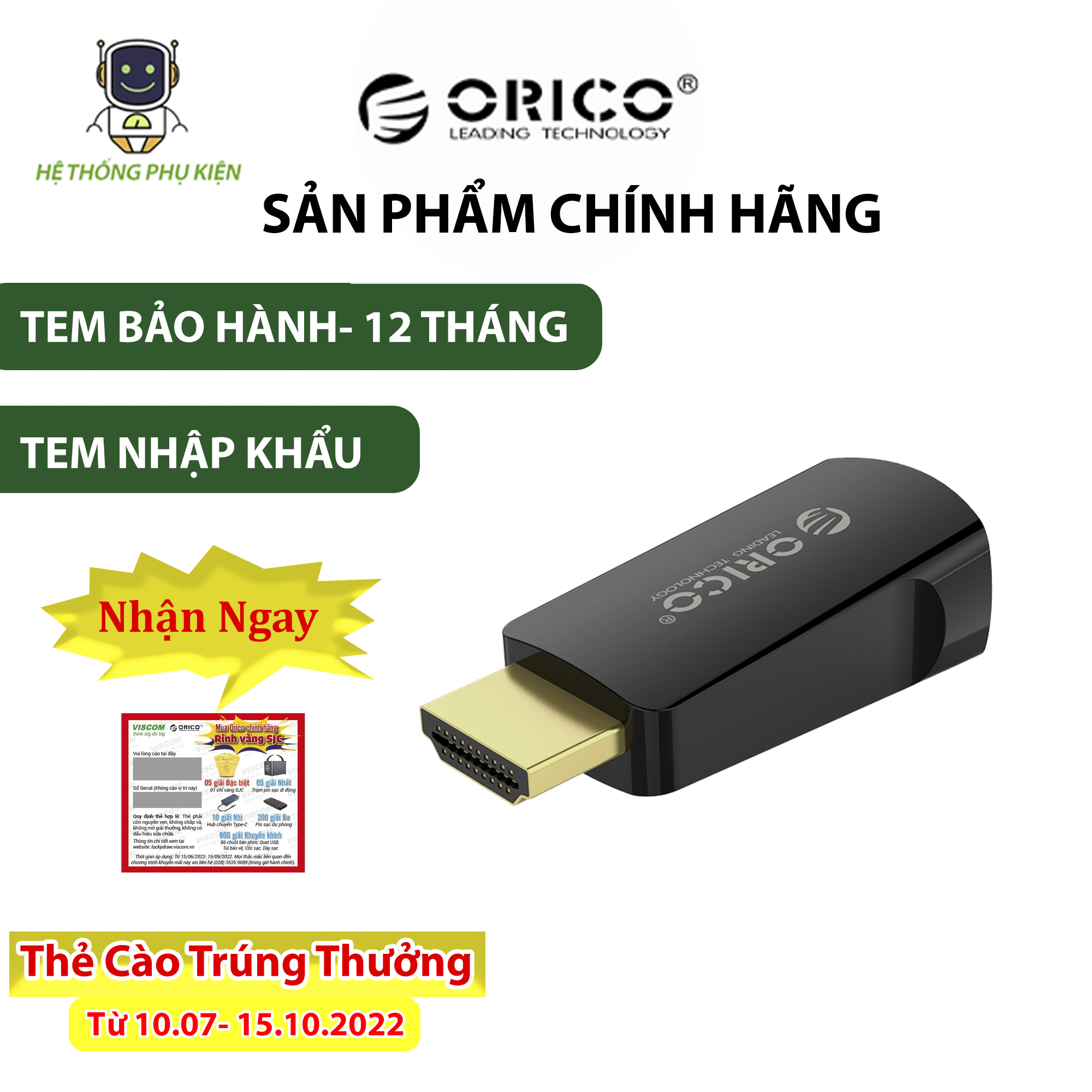 Đầu chuyển đổi HDMI sang VGA ORICO XD-HLFV- Hàng Chính Hãng