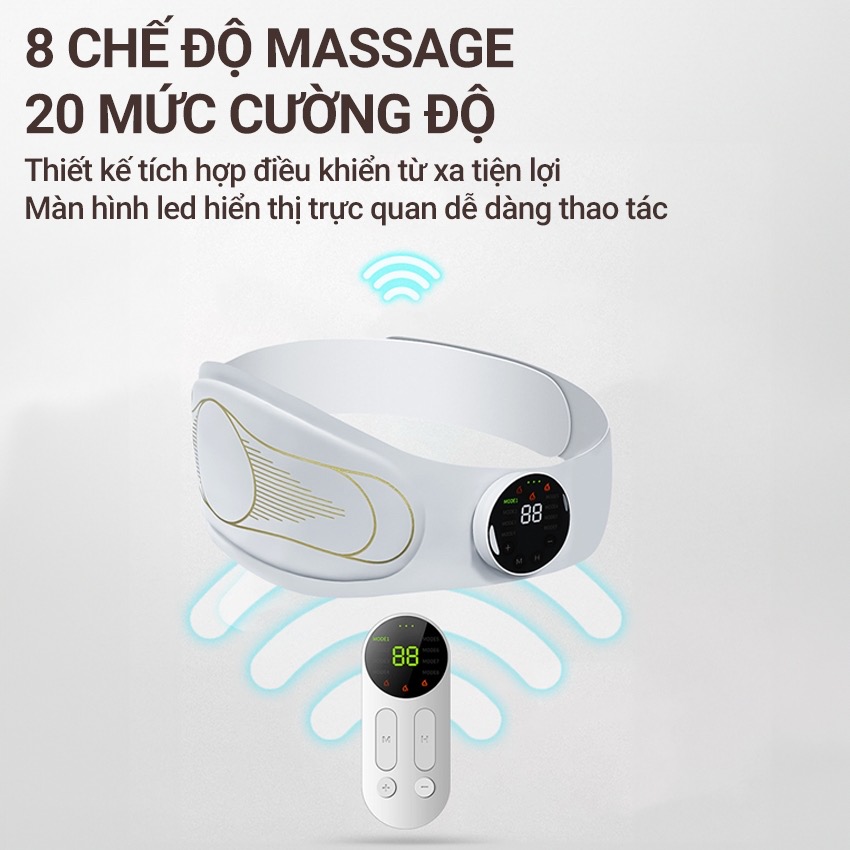 Máy massage xung điện EMS tan mỡ bụng BM-B48, đai massage lưng bụng rung nhiệt đánh tan mỡ, giảm đau bụng kinh