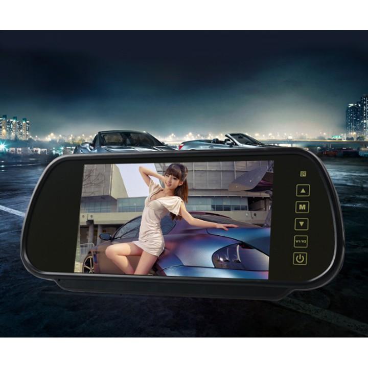 Màn Hình LCD Ốp Gương Ô Tô HD 7 Inch DC 12-24V