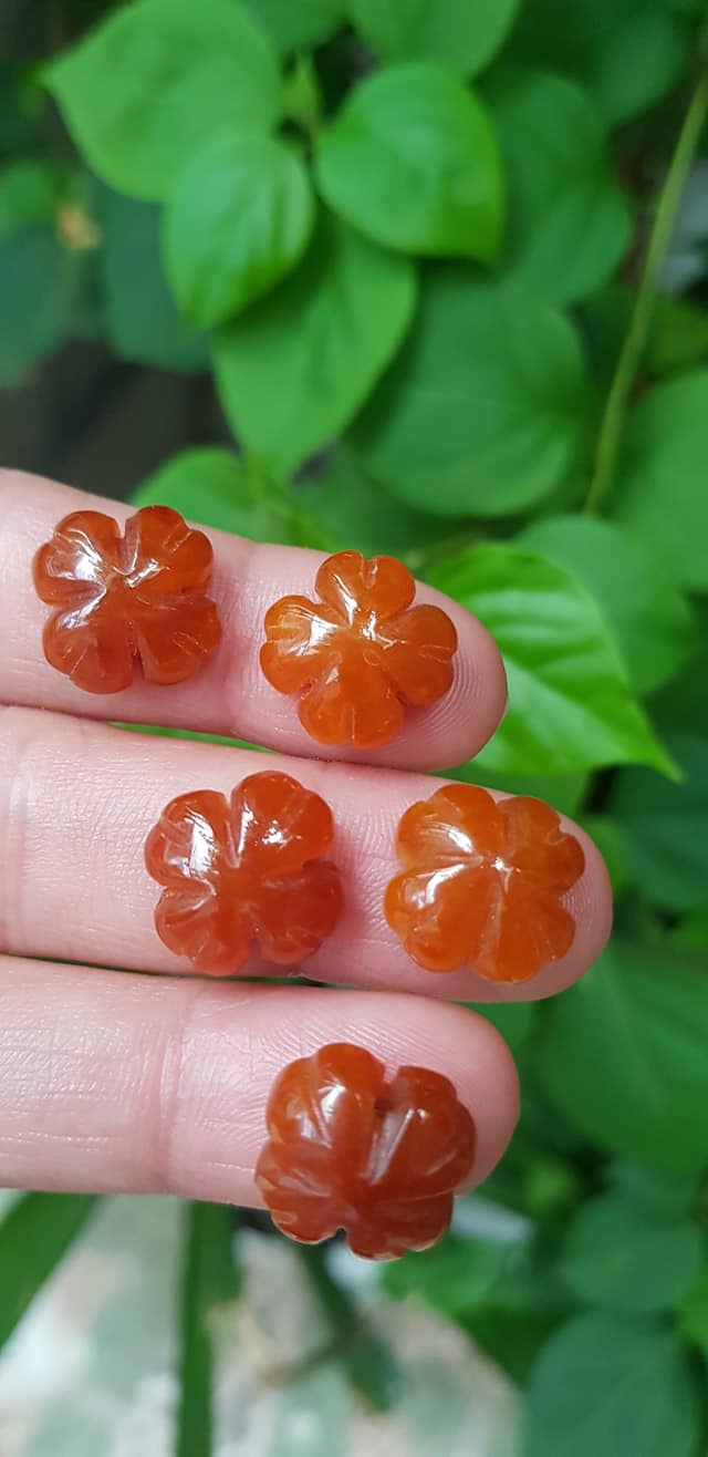 Mặt Bông Hoa cỏ 4 lá màu cam đậm nữ phối vòng tay,làm mặt nhẫn Chất liệu đá cẩm thạch size hạt 15mm x dầy 6mm Nữ về phối với vòng tay của mình đeo hay làm mặt nhẫn mặt dây chuyền đeo xinh ạ