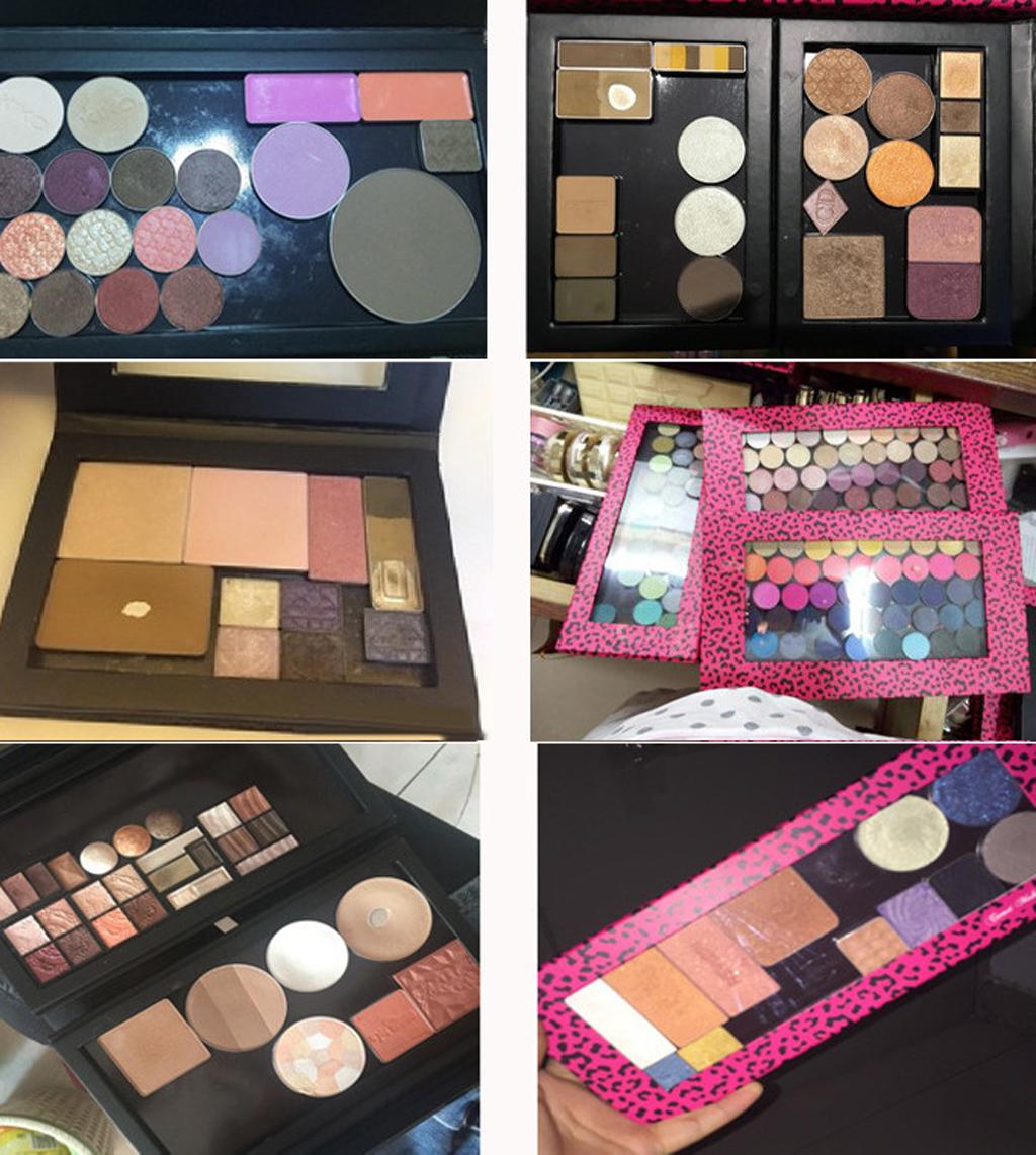 2xEmpty Magnetic Eyeshadow Palette Makeup Cosmetic DIY Palette Pink Leopard