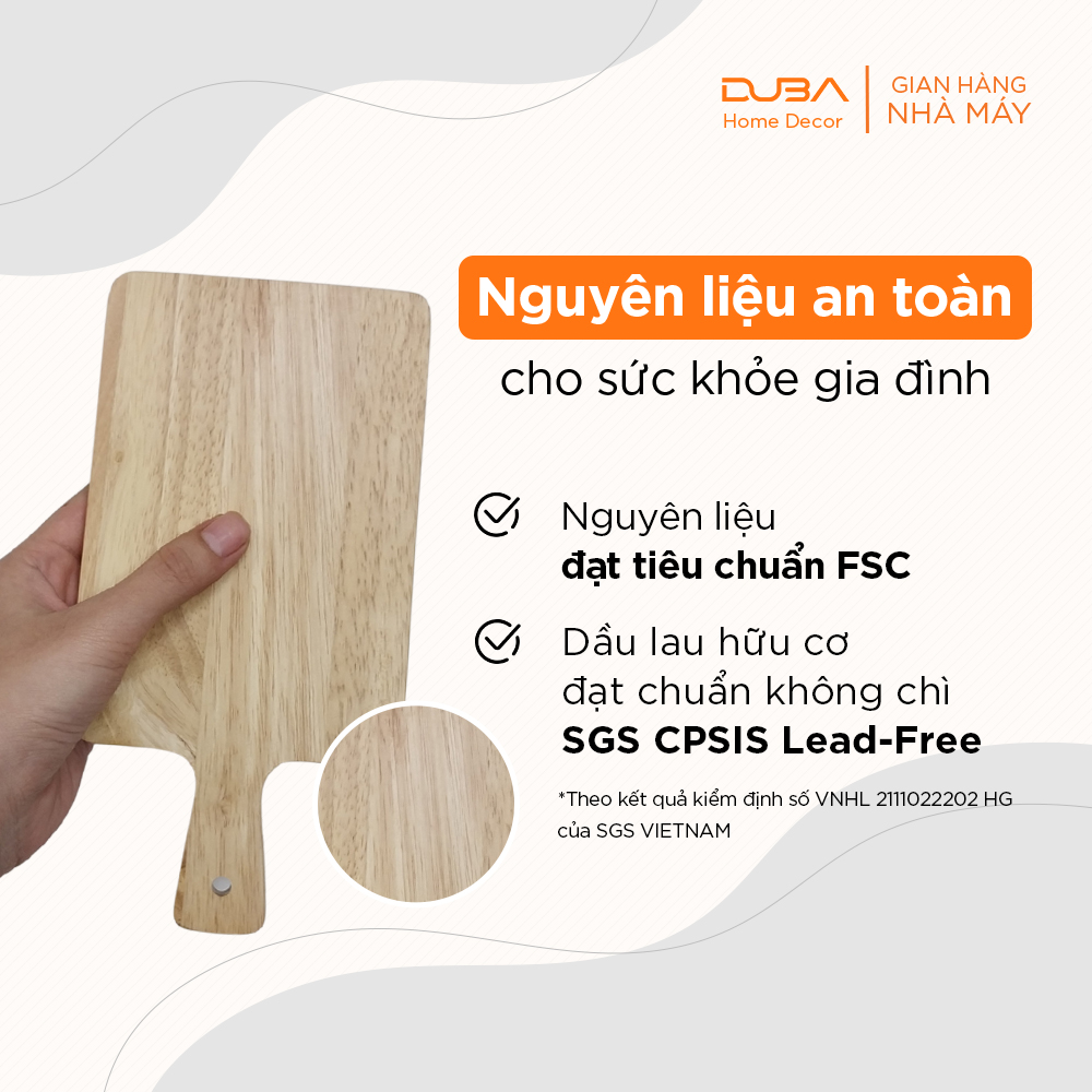Khay gỗ decor chữ nhật có tay cầm màu tự nhiên, Thớt gỗ trang trí đựng sushi đạt chuẩn xuất khẩu hàng Master Chef