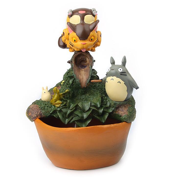 KHO-HN * Chậu cảnh Totoro và mèo xe Bus có dòng nước chảy tuần hoàn trang trí phong thủy cho góc làm việc