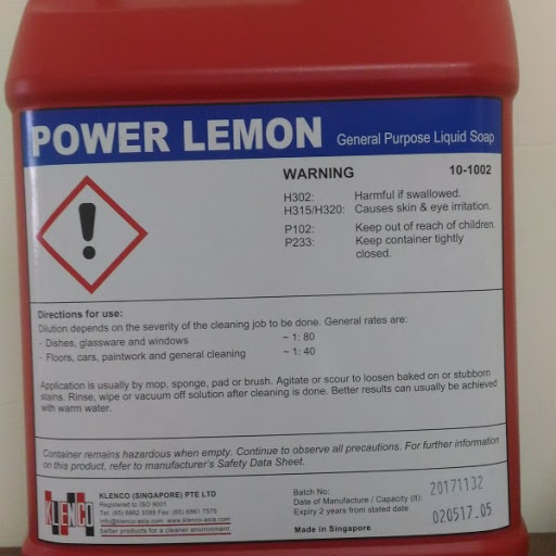 Nước vệ sinh đa năng, tẩy rửa ô tô, lau sàn, tường bếp hương chanh Power Lemon can 5L chính hãng Klenco Singapore