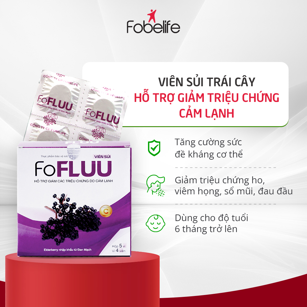 Viên Sủi FOFLUU Giảm Cảm Lạnh Tăng Sức Đề Kháng Giảm Các Triệu Chứng Ho Sốt Hắt Xì ( Hộp 20 viên sủi vị trái cây )