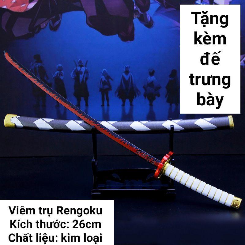 (26cm) Mô hình trưng bày Kiếm Kimetsu No Yaiba Bằng Hợp Kim Không Gỉ - Viêm trụ Rengoku