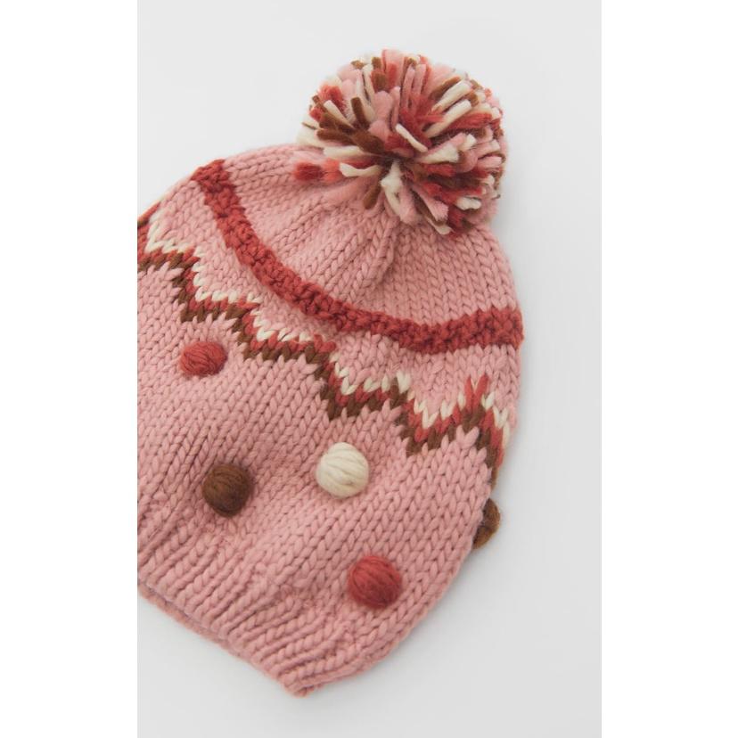 Mũ len chùm đầu bé gái kèm khăn ống 1-5 tuổi bên trong lót lông và cotton