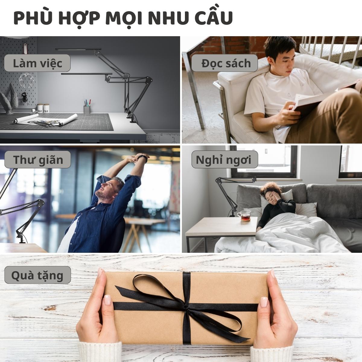 Hình ảnh Đèn bàn học Led bảo vệ mắt Ergo Edge 3 DandiHome chống cận để làm việc, đọc sách cao cấp có thể kéo dài và gấp gọn 