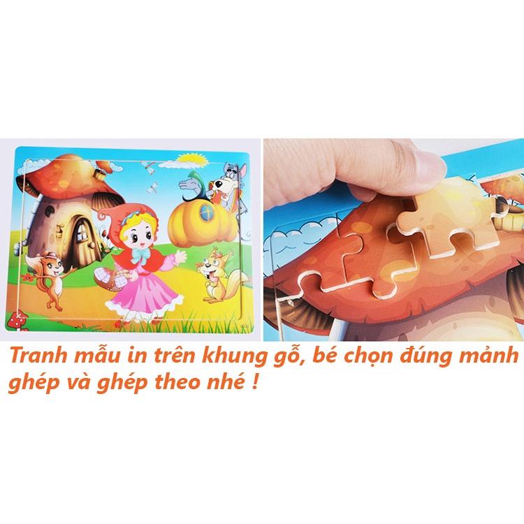 Bộ 2 Tranh Ghép Hình 200 Mảnh Khung Bảng Gỗ Nhiều Chủ Đề - Bộ Xếp Hình Có Nền