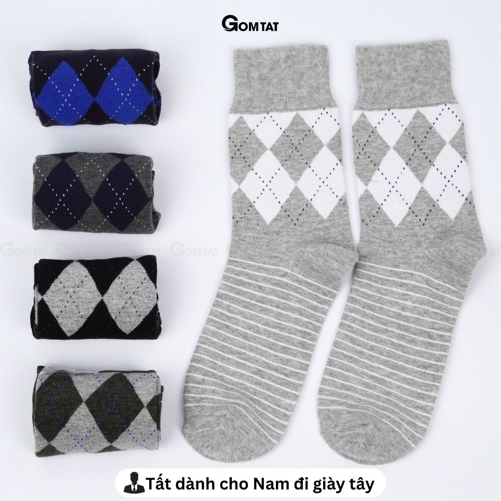 Hộp 5 đôi tất đi giày tây nam cổ cao GOMTAT cao cấp mẫu MIX07, vớ nam công sở chất liệu cotton mềm mại, hút ẩm thoáng khí - GOM-MIX07-CB5