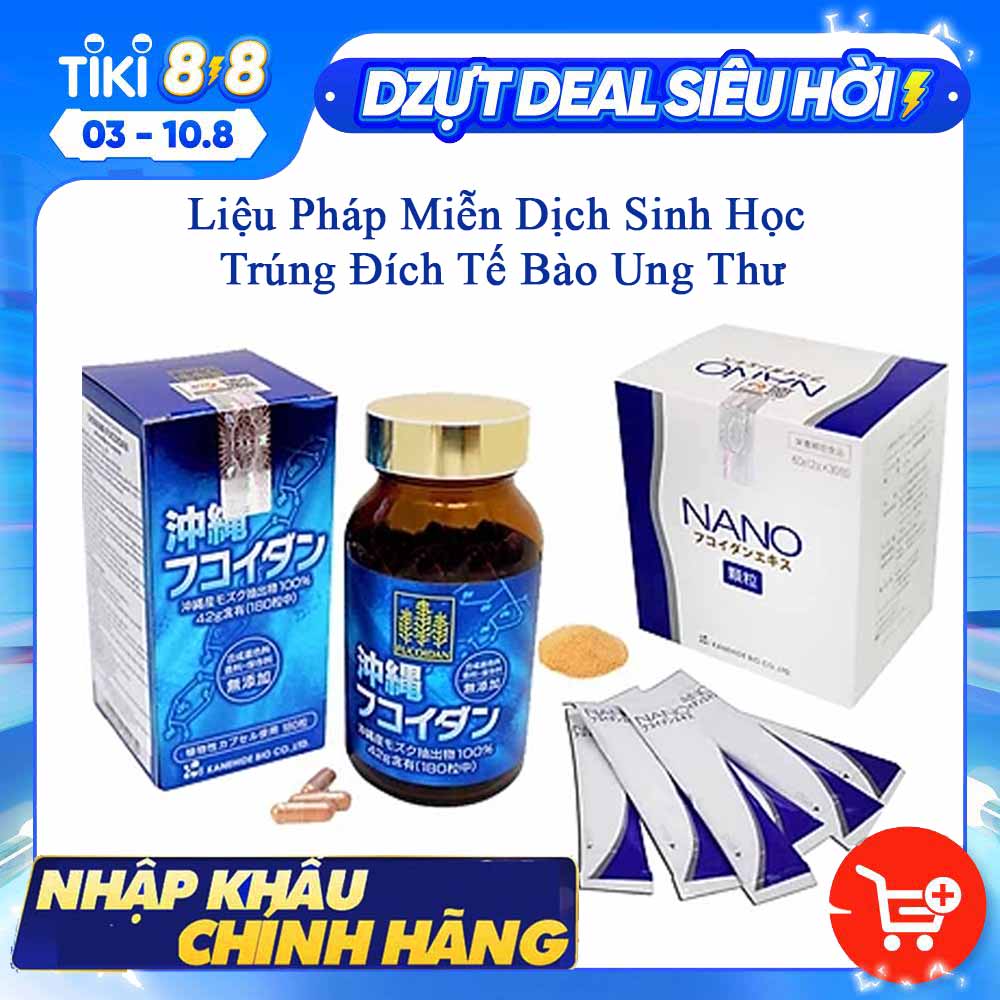 Combo Viên Uống Kanehide Bio Fucoidan Okinawa Hộp 180v Và Nano 30 Gói  Hỗ Trợ Ức Chế Tăng Trưởng Tế Bào Ung Thư, Tăng Cường Hệ Miễn Dịch, Đề Kháng Cho Cơ Thể.