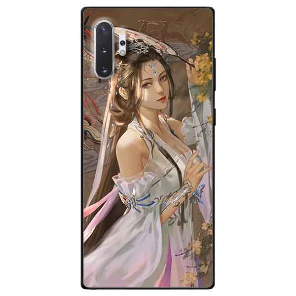 Ốp lưng in cho Samsung Note 10 Plus Mẫu Cô Gái Cầm Quạt
