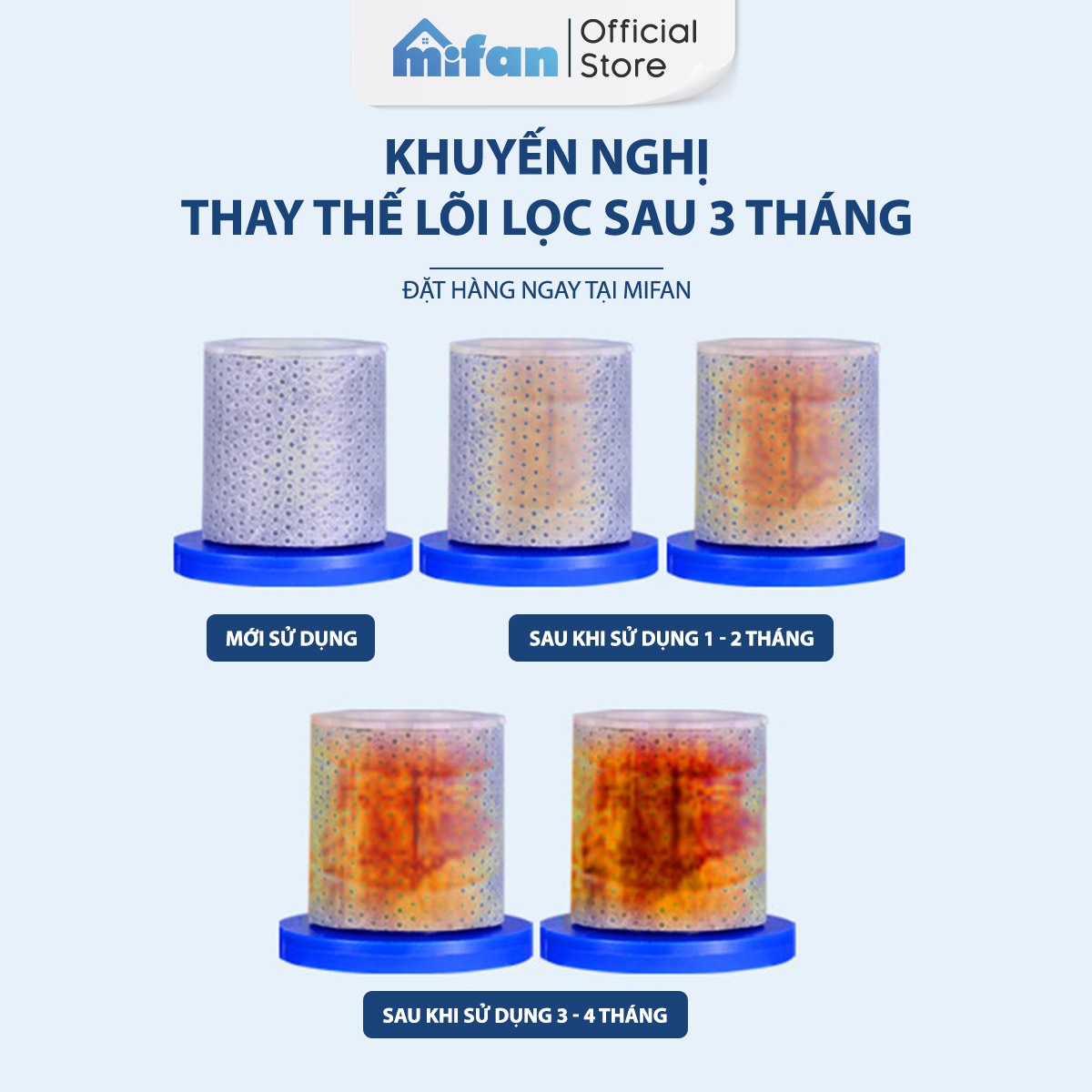 Đầu vòi rửa bát tăng áp lọc nước Mifan -  Lõi PP loại bỏ cặn bẩn, clo, màu và mùi, cổ xoay 360 bồn rửa chén