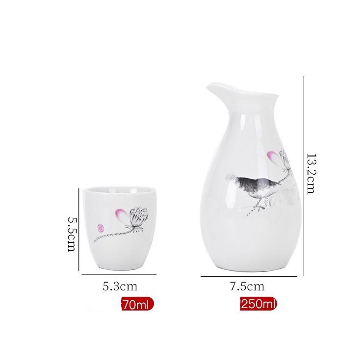 Bộ ly uống rượu gốm sứ họa tiết hoa văn đẹp