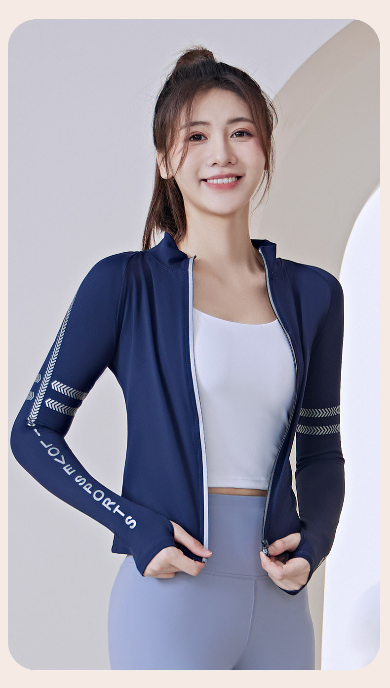 Áo Khoác Thể Thao Dài Tay Cổ Đứng Phối Khóa Kéo Chất Vải Khô Thoáng Nhanh