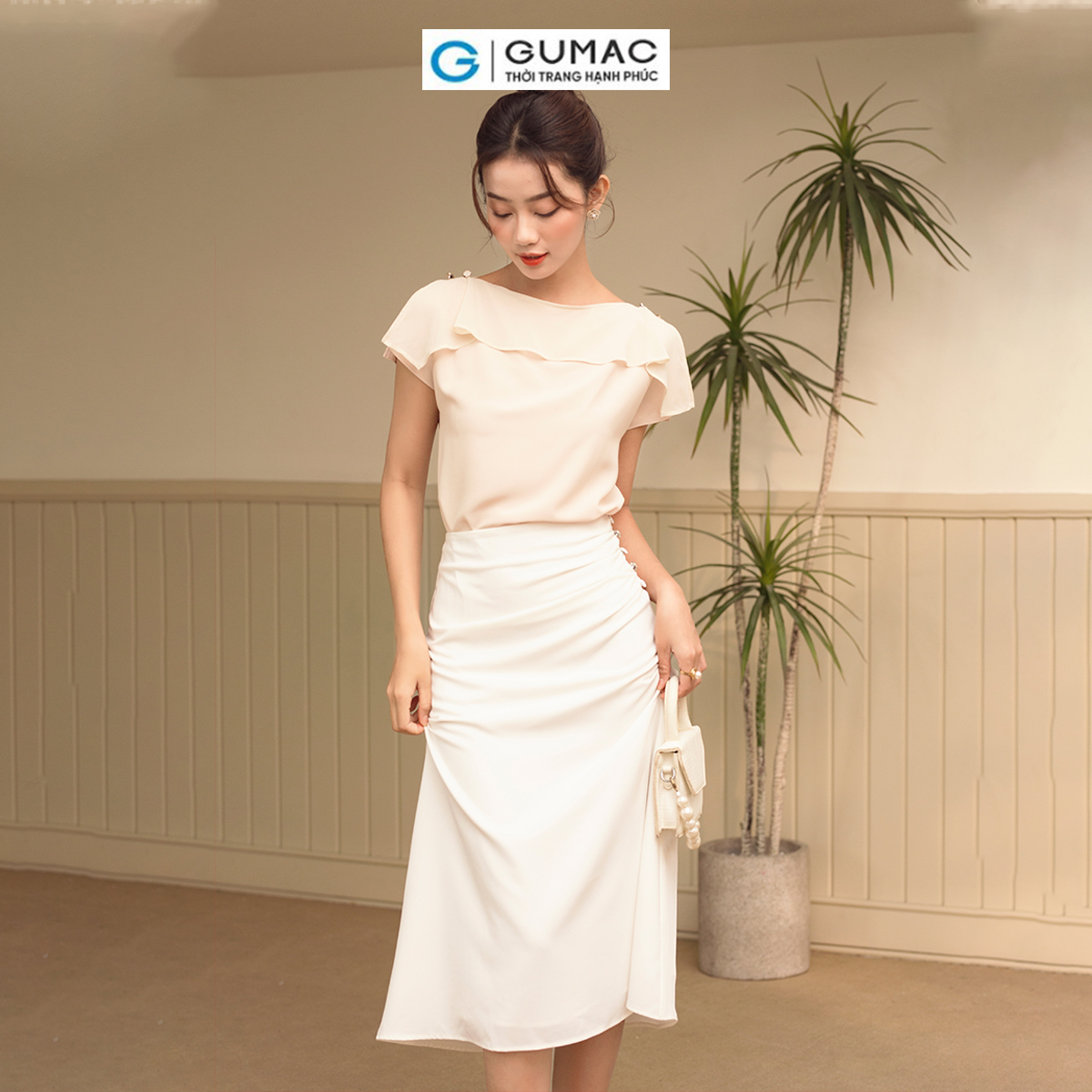 Chân váy A nhún sườn thời thượng sang trọng thời trang GUMAC VD06034