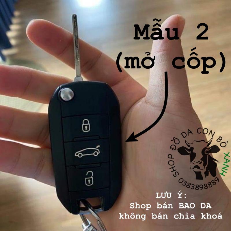 Bao da dành cho Chìa Khoá Peugeot 208, 308, 508 chìa gập Handmade Da Thật 002
