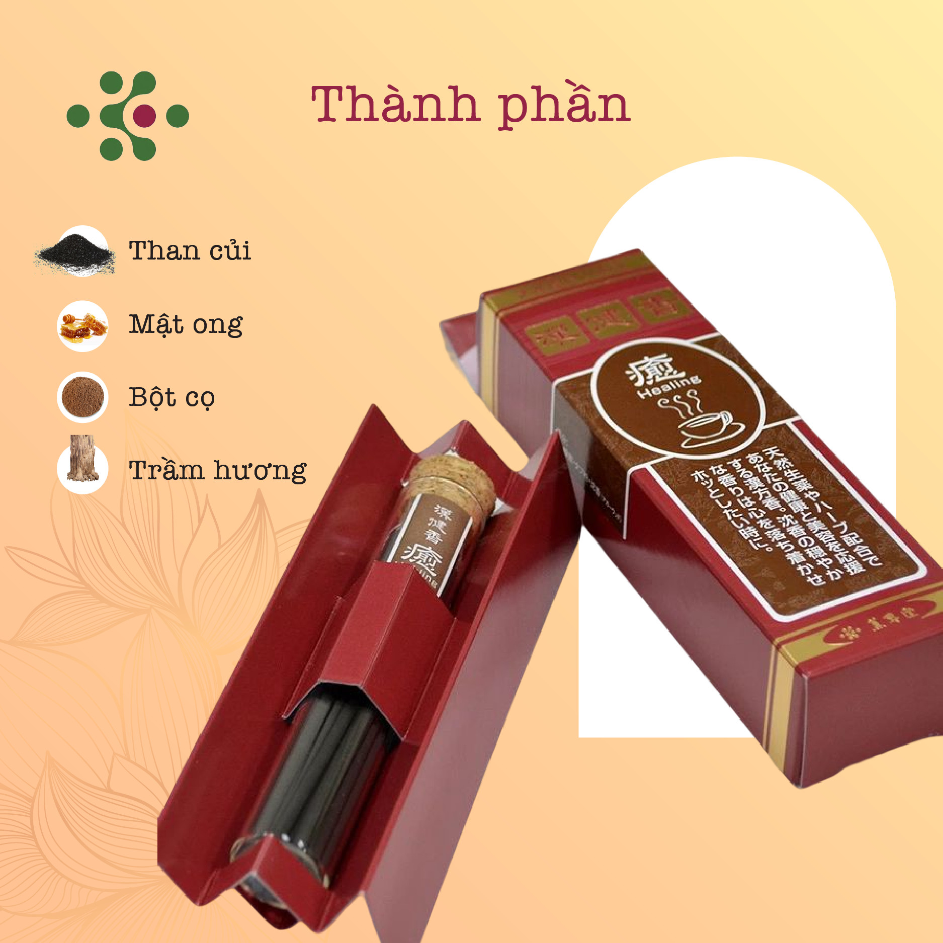 Nhang thơm cao cấp Kankenko Healing (chữa lành) 1071 thương hiệu Kunjudo Nhật Bản