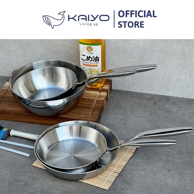 Chảo inox trơn thân đáy liền 3 lớp Tri-Ply Kaiyo, size 26cm