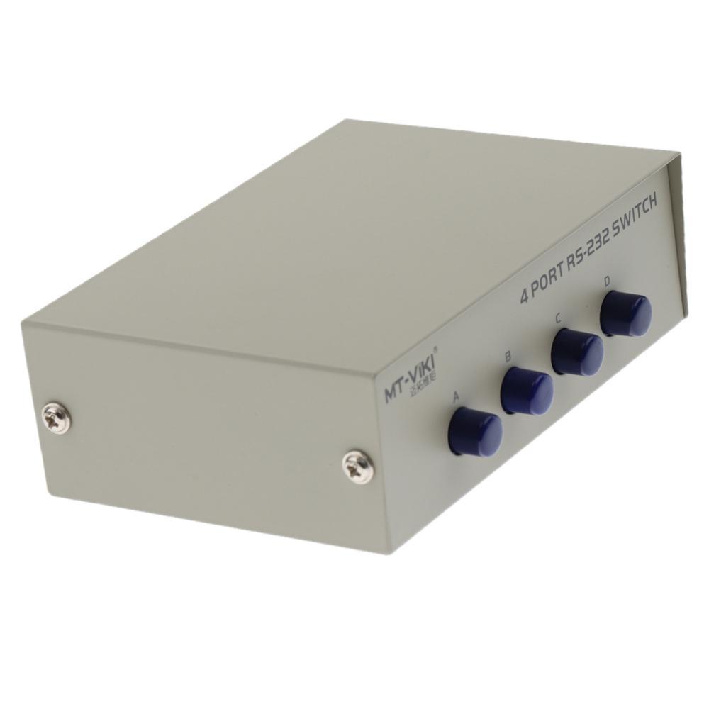 Metal Case 4 Port Manual RS-232 Switch for PC Sharing to Serial Device