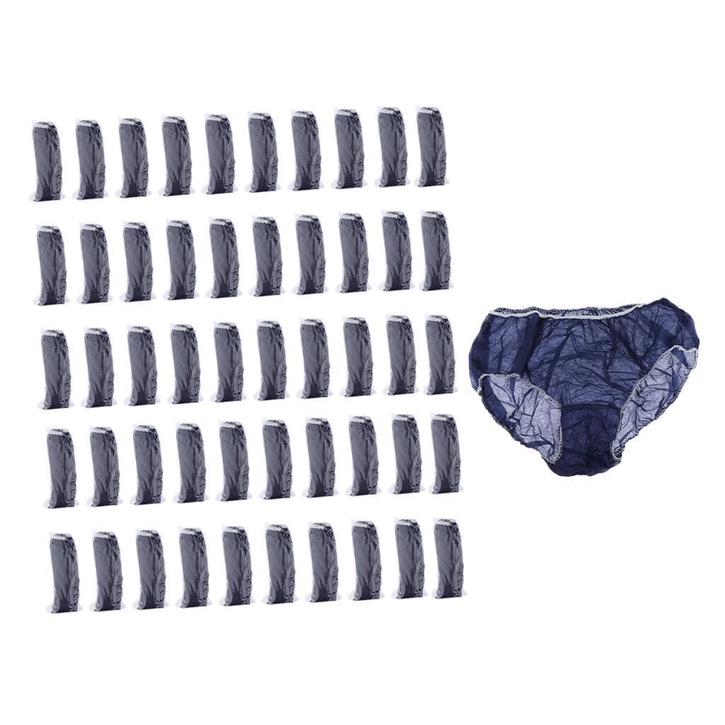 3x 50 Pieces Non-woven Disposable Panties Underwear for Travel - Extra Soft And Breathable, Plus Size – White/Navy