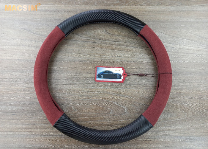 Bọc vô lăng cao cấp Macsim mã 8771 màu coffee +đen+ đỏ vân carbon phù hợp các mẫu xe