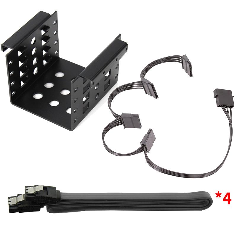 2x 2.5 Inch to 3.5 Inch SSD HDD Hard Drive Caddy Black with SATA Cable