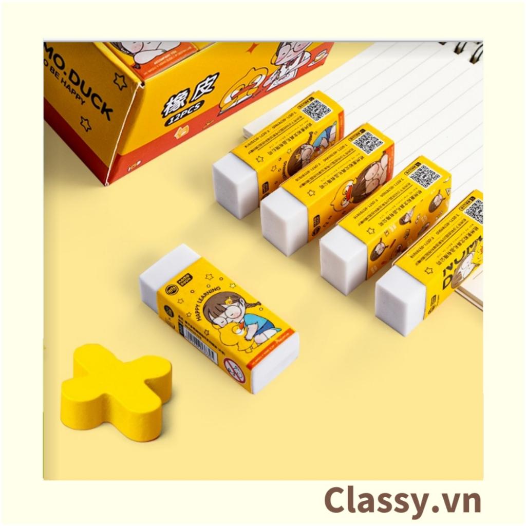 Gôm tẩy bút chì Classy hình chữ nhật, màu vàng họa tiết chibi dùng cho học sinh, sinh viên PK1329