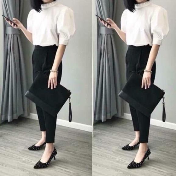 Quần Baggy Nữ , Quần Baggy Chất Tuyết Mưa, Không Co Giãn, Giữ Dáng, Kiểu Chun Sau, Khoá hông