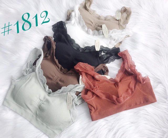 Hình thật áo bra ren thun gân phối ren cao cấp mút vừa dành cho các nàng ưa sự đơn giản không gò bó