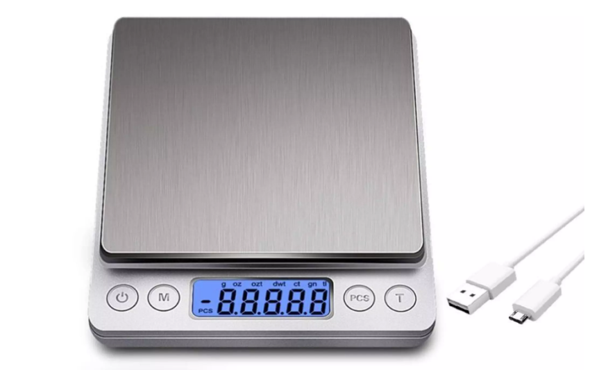 Cân Điện Tử Mini Cao Cấp 2021 0.01g - 3kg - Nhỏ Gọn, Siêu Chính Xác, Thép Không Gỉ, Màn LCD -Tặng 2 Đĩa Cân Và Pin